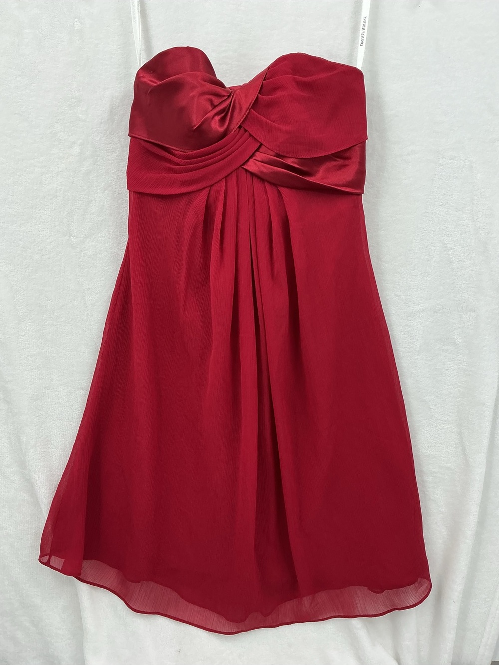 David's Bridal Strapless Twist-Front Red Cocktail Dress